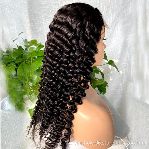 Wholesale  Deep Curly Front Lace Human Hair Wig Natural Long Raw Brazilian Hair Full Front Lace Wig For Women